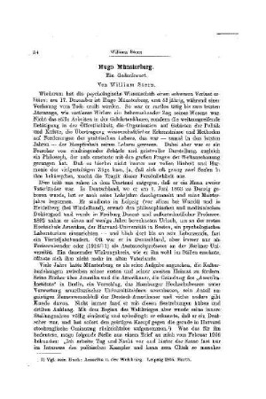 Hugo Münsterberg : ein Gedenkwort