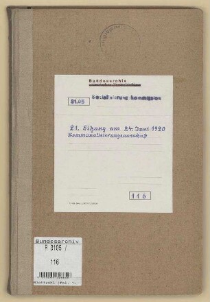 21. Sitzung am 24. Juni 1920: Kommunalisierungsausschuss