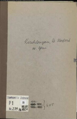 Kirchenbuchduplikat der evangelischen Gemeinde Kirchlengern, Kreis Herford (GHT 1814-1829). (Gemeinde: Evangelische Gemeinde Kirchlengern)