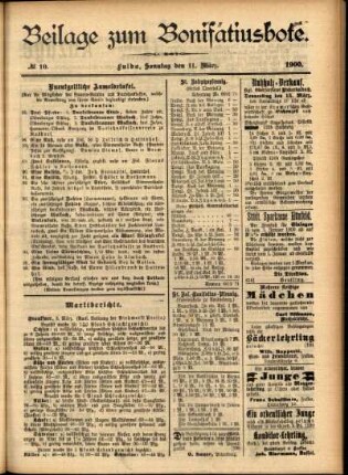 Zweite Ausgabe vom Sonntag, den 11. März 1900.