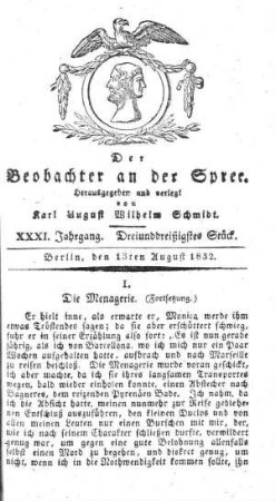 33. Stueck, 13. August 1832