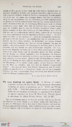 [Rezension von: Lucy m. Mitchell, A History of ancient sculpture]