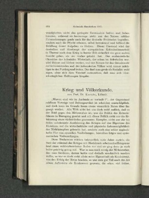 Krieg und Völkerkunde.
