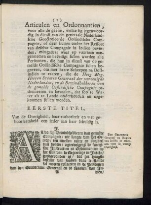 Articulen en Ordonnantien