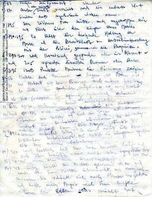 Anmerkungen zum Drehbuch von Artur Brauner (handschriftliches Original und Abschrift)