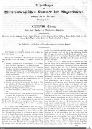 138. Sitzung, Stuttgart, 14.5.1849