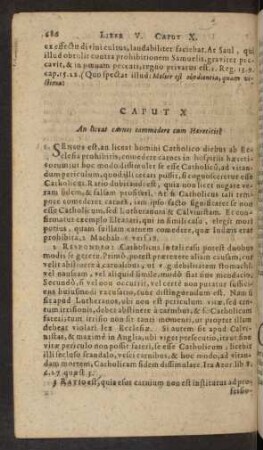 Caput X. An liceat carnes commedere cum Haereticis?