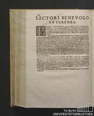 Lectori Benevolo Interpres.