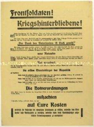Aufruf der NSDAP an Kriegsbeschädigte zum Beitritt