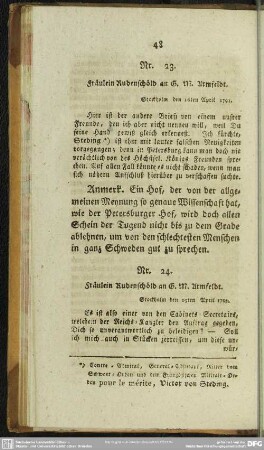 Nr. 24. Fräulein Rudenschöld an G. M. Armfeldt. Stockholm den 19ten April 1793