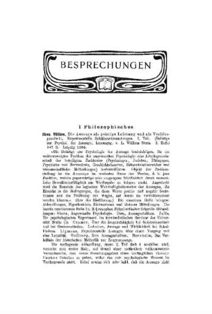 Besprechungen : Philosophisches