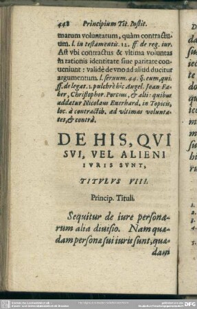 De His, Qui Sui, Vel Alieni Iuris Sunt, Titulus VIII.