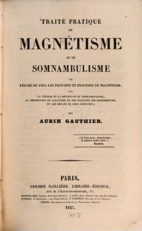 Traité pratique du magnétisme et du somnambulisme