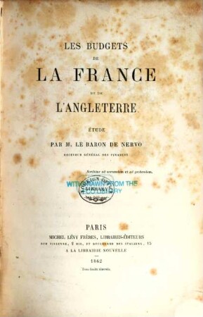 Les budgets de la France et de l'Angleterre : étude