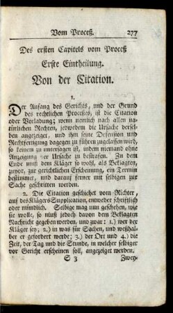 Des ersten Capitels vom Proceß ...