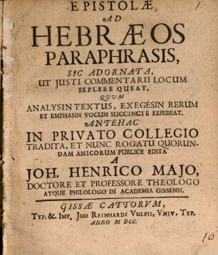 Epistolae ad Hebraeos paraphrasis