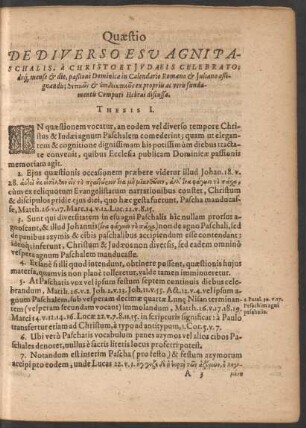 Quaestio De Diverso Esu Agni Paschalis, a Christo Et Judaeis Celebrato ...