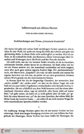 Hanns-Josef Ortheil: Selbstversuch am offenen Herzen