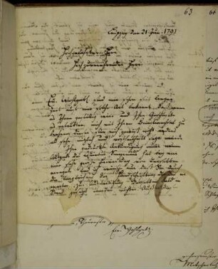 Brief von Ludwig Heinrich Teucher an Thomas Christian Tychsen. Leipzig, 21.6.1793