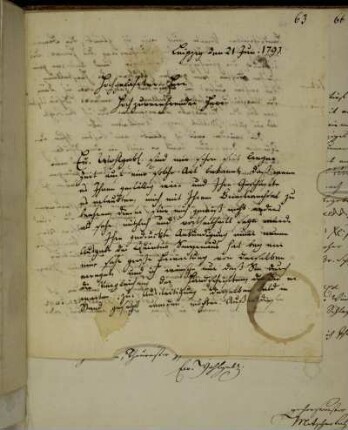 Brief von Ludwig Heinrich Teucher an Thomas Christian Tychsen. Leipzig, 21.6.1793