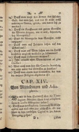 Cap. XIV. Von Mitteldingen und Adiaphoris.