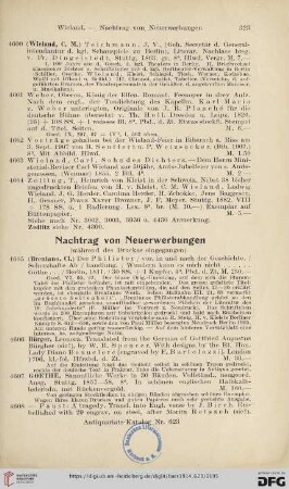 Nachtrag von Neuerwerbungen (Nr. 4605 - 4615)