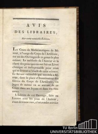 Avis des Libraires, sur cette nouvelle Édition.