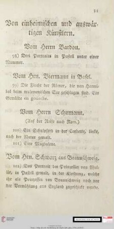 Von einheimischen und auswärtigen Künstlern