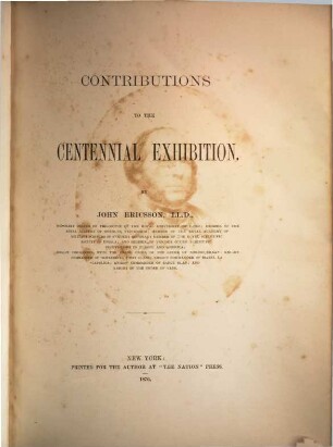 Contributions to the Centennial Exhibition
