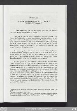 1. The Expansion of the Ottoman State to the Persian Gulf and Basic Information on Qatar.