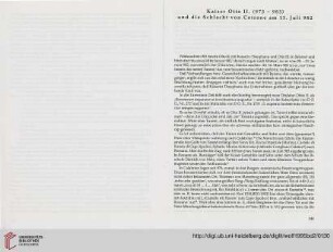 Kaiser Otto II. (973 – 983) und die Schlacht von Cotrone am 13. Juli 982