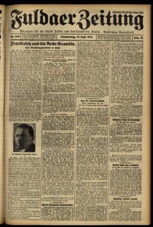 Erste Ausgabe vom Donnerstag, den 10. September 1931.