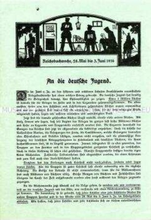 Aufruf an die deutsche Jugend zur Spende von Büchern für die Frontsoldaten im Rahmen der Reichsbuchwoche 1916