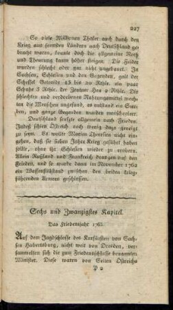 Sechs und Zwanzigstes Kapitel. Das Friedensjahr 1763