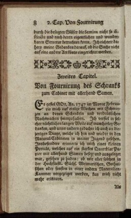 Zweites Capitel. Von Fournirung des Schranks zum Cabinet mit allerhand Samen.