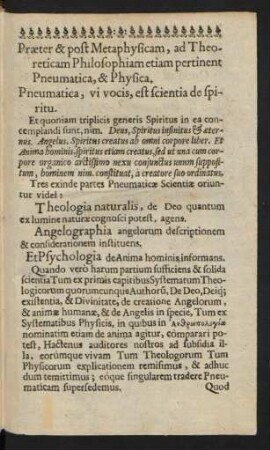 Praeter & post Metaphysicam, ad Theroreticam Philosophiam etiam pertinent Pneumatica, & Physica.