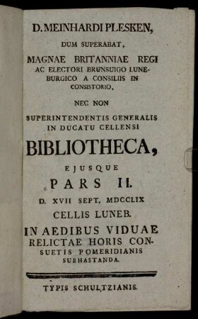 Pars 2: Bibliotheca