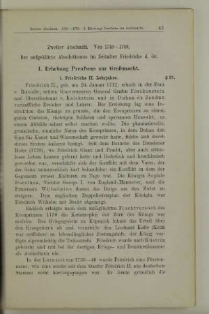 Zweiter Abschnitt. Von 1740-1789. Der aufgeklärte Absolutismus im Zeitalter Friedrichs d. Gr.