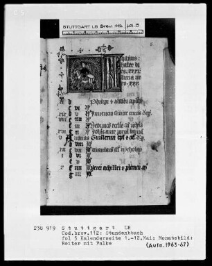 Lateinisch-französisches Stundenbuch — Monatsbild Mai, Folio 5recto