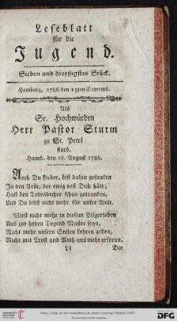 Sieben und dreyßigstes Stück