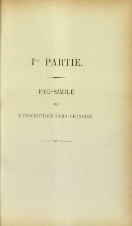 Iére partie. Fac-similé de l'inscription syro-chinoise