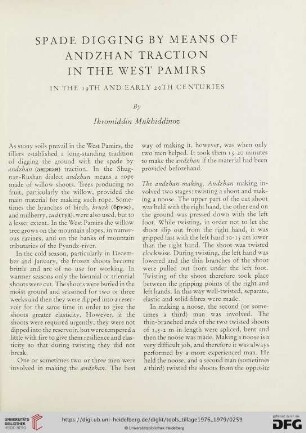 Spade digging by means of andzhan traction in the West Pamirs : in the 19th and early 20th centuries