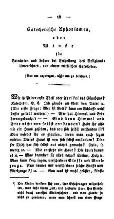 Catechetische Aphorismen, oder Winke für Catecheten und Lehrer bei Ertheilung des religions-Unterrichtes, von einem wirklichen Catecheten : (Nur um anzuregen, nicht um zu belehren.)