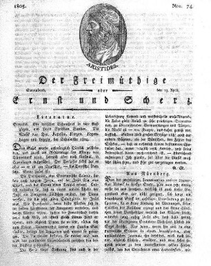 Nro. 74, Sonnabend, den 13. April 1805