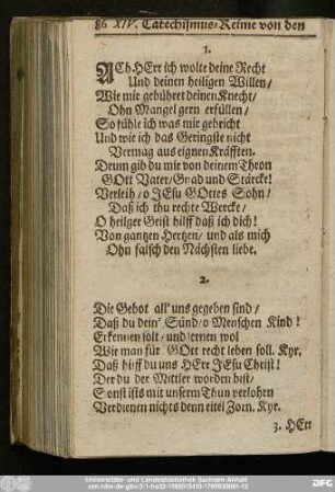 [XIV. Catechismus-Reime von den Zehen Gebote.]