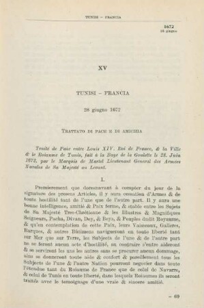 XV Tunisi - Francia 28 giugno 1672