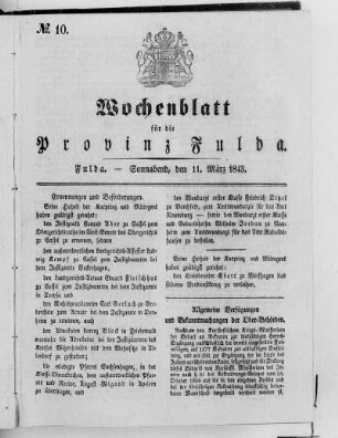 Nr. 10, Ausgabe vom 11. März 1843