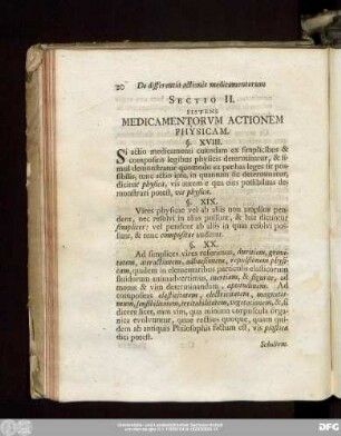 Sectio II. Sistens Medicamentorum Actionem Physicam.