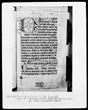 Psalterium und Hymnar (Chorpsalter) — Initiale D (ixit dominus domino meo), Folio 1+