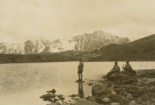Italien. Ortlergruppe. Bergsteigergruppe am Lago Bianco am Cavia-Pass (2609 m)